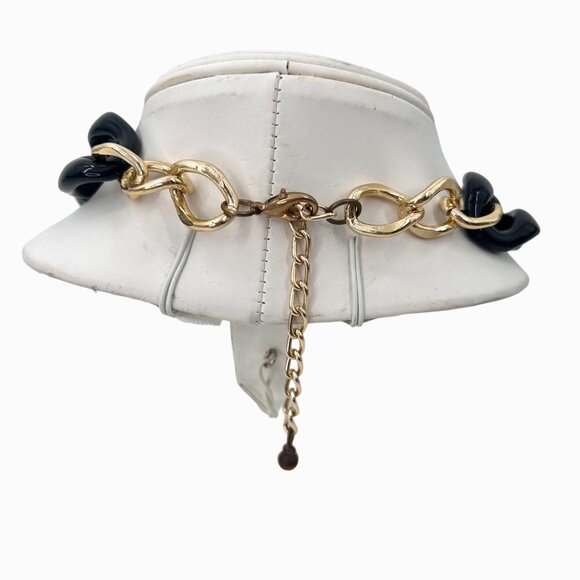 BLACK & GOLD LARGE CHUNKY CHAIN LINK ADJUSTABLE NECKLACE - Picture 3 of 5